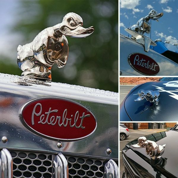 Duck Radiator Emblem with Chrome Plating and Pin Mounting, 6x4 Inches