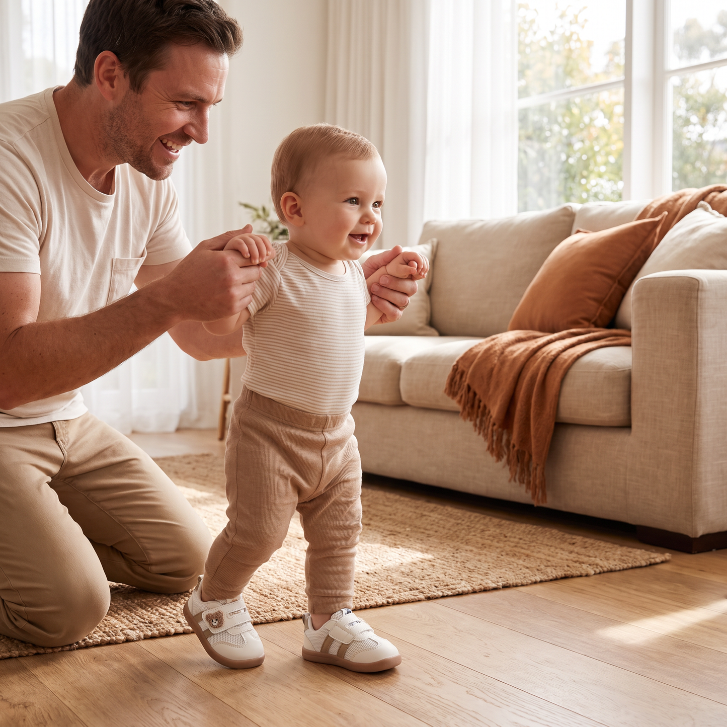 First Walker Shoes with Flexible Sole and Non-Slip Bottom, Breathable Upper