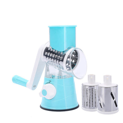 Rotary Vegetable Grater with Three Interchangeable Blades and Suction Base