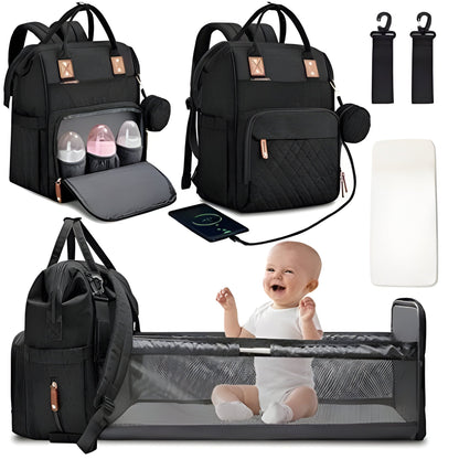 Portable Baby Changing Bag with Convertible Cot and Mosquito Net