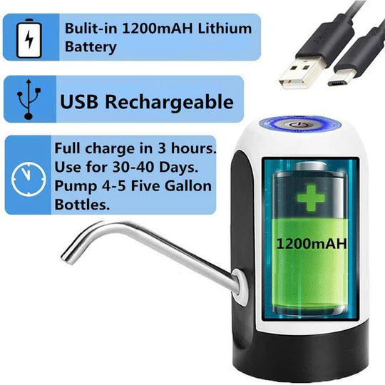 Automatic Water Dispenser for Bottled Water, USB Rechargeable Touch Control
