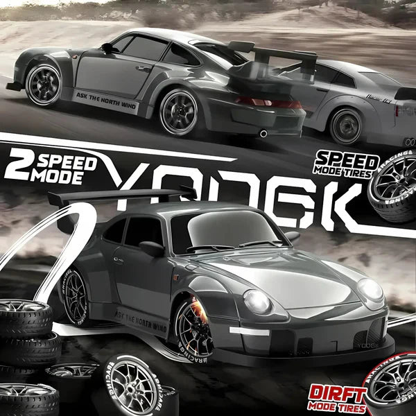4WD RC Drift Car with Swappable Drift Tires and Rechargeable Battery, LED Track Lighting