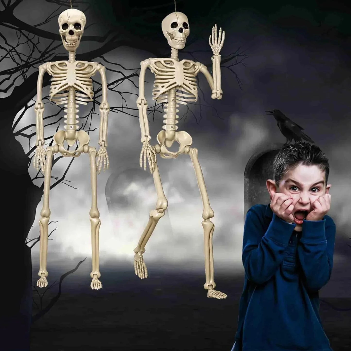 Life Size Halloween Skeleton Decoration with Adjustable Joints