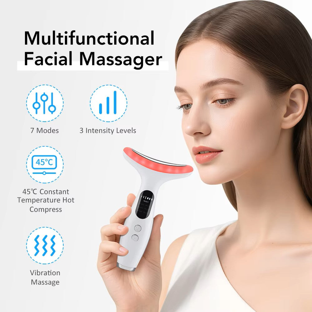 LED Neck and Face Tightening Device with 7-Color Light and Microcurrent Vibration