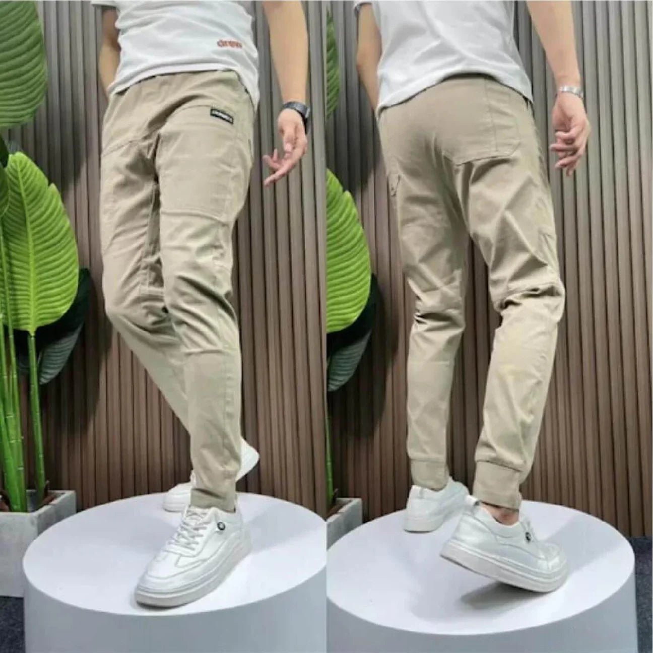 Stretch Cargo Jeans with Six Pockets and Slim Flexible Fit