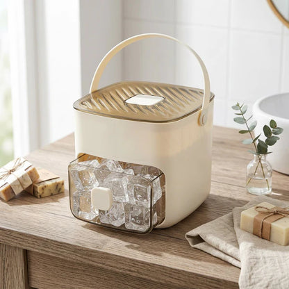 Press Action Ice Maker with Airtight Lid and Ice Tongs, 48 Cube  Capacity