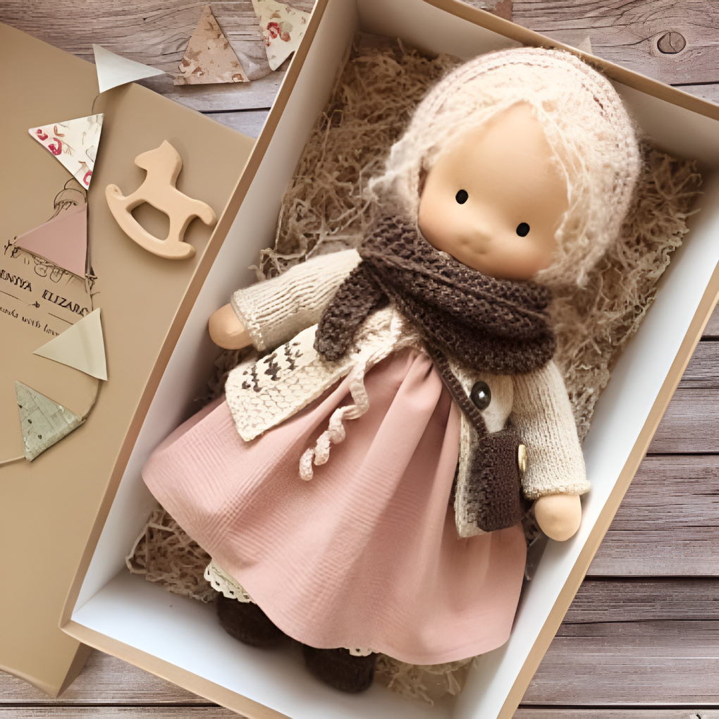 Soft Cotton Doll with Wool Stuffing and Neutral Features for Toddlers