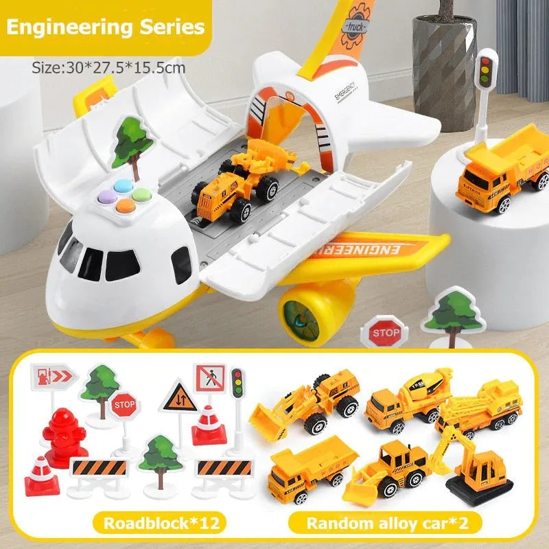 Airplane Playset with Friction-Powered Plane and Sound Module for Ages 3-12, 20 Pieces