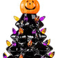 LED Ceramic Holiday Tree with Purple and Orange Beads and Hand-Painted Finish
