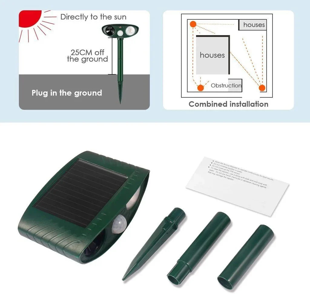 Deer Repellent with Solar Motion Sensor and Ultrasonic Pulses, 4-Pack