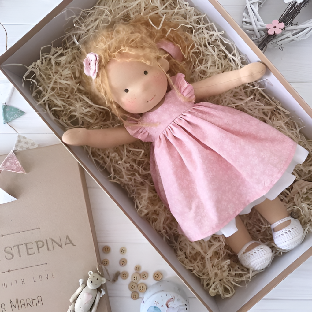 Soft Cotton Doll with Wool Stuffing and Neutral Features for Toddlers