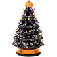 LED Ceramic Holiday Tree with Purple and Orange Beads and Hand-Painted Finish