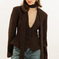 Women's Long Sleeve Blazer with Attached Scarf and Tailored Fit, Single-Breasted