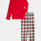 Flannel Pajama Set for Women with Plaid Pattern and Drawstring Waist