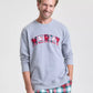 Plaid Appliqué Sweatshirt with Long Sleeves and Hip Length, Crewneck Style