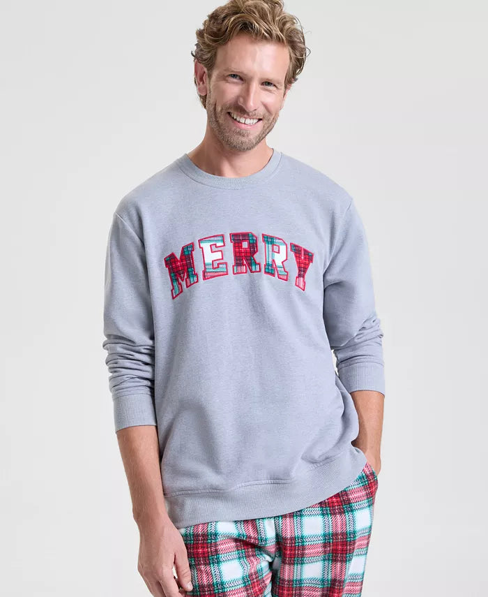 Plaid Appliqué Sweatshirt with Long Sleeves and Hip Length, Crewneck Style