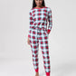 Woven Cotton Plaid Pajama Set with Drawstring Waist and Side Pockets, Machine Washable
