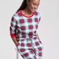 Woven Cotton Plaid Pajama Set with Drawstring Waist and Side Pockets, Machine Washable
