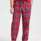 Cotton Flannel Pajama Set with Plaid Pattern and Pockets, Elastic Drawstring Waist