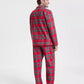 Flannel Pajama Set with Plaid Print and Button Front Top, Machine Washable