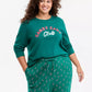 Breathable Crewneck Pajama Set with Side Pockets and Long Sleeves, Festive Holiday Print