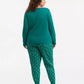 Breathable Crewneck Pajama Set with Side Pockets and Long Sleeves, Festive Holiday Print