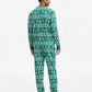 Cotton Pajama Set with Long Sleeves and Drawstring Waist, Printed Design