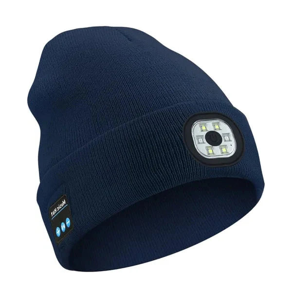Bluetooth Beanie with Built-In LED Light and Wireless Speakers, Detachable Module