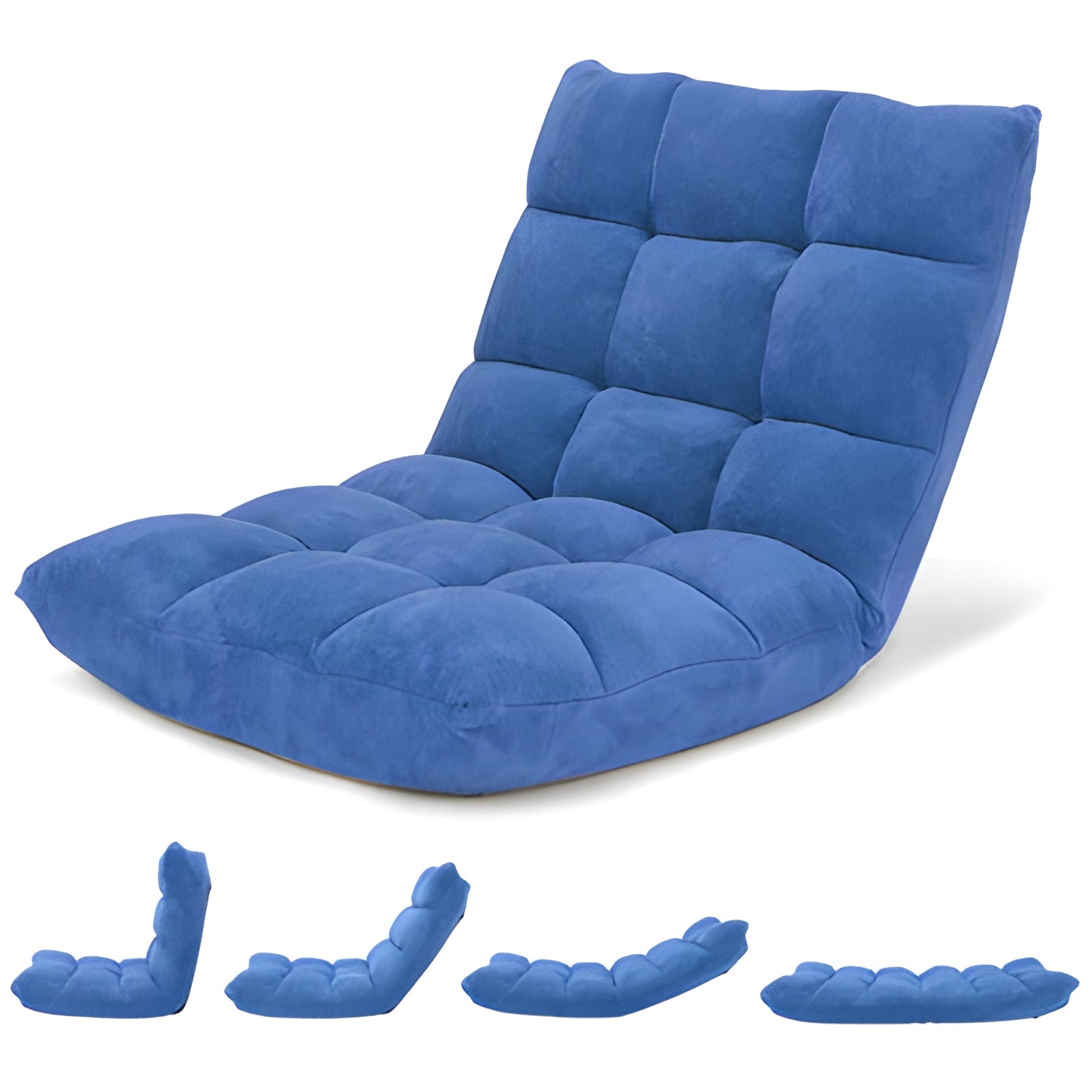 Floor Chair with 14 Locking Positions and Foam Padding, Steel Frame Support