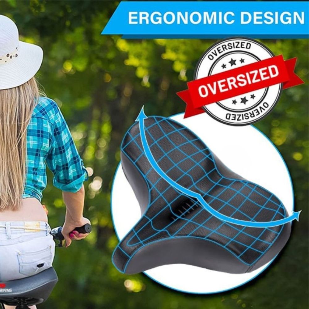 Oversized Bike Saddle with Dual Spring Suspension and Ventilated Foam Cushion