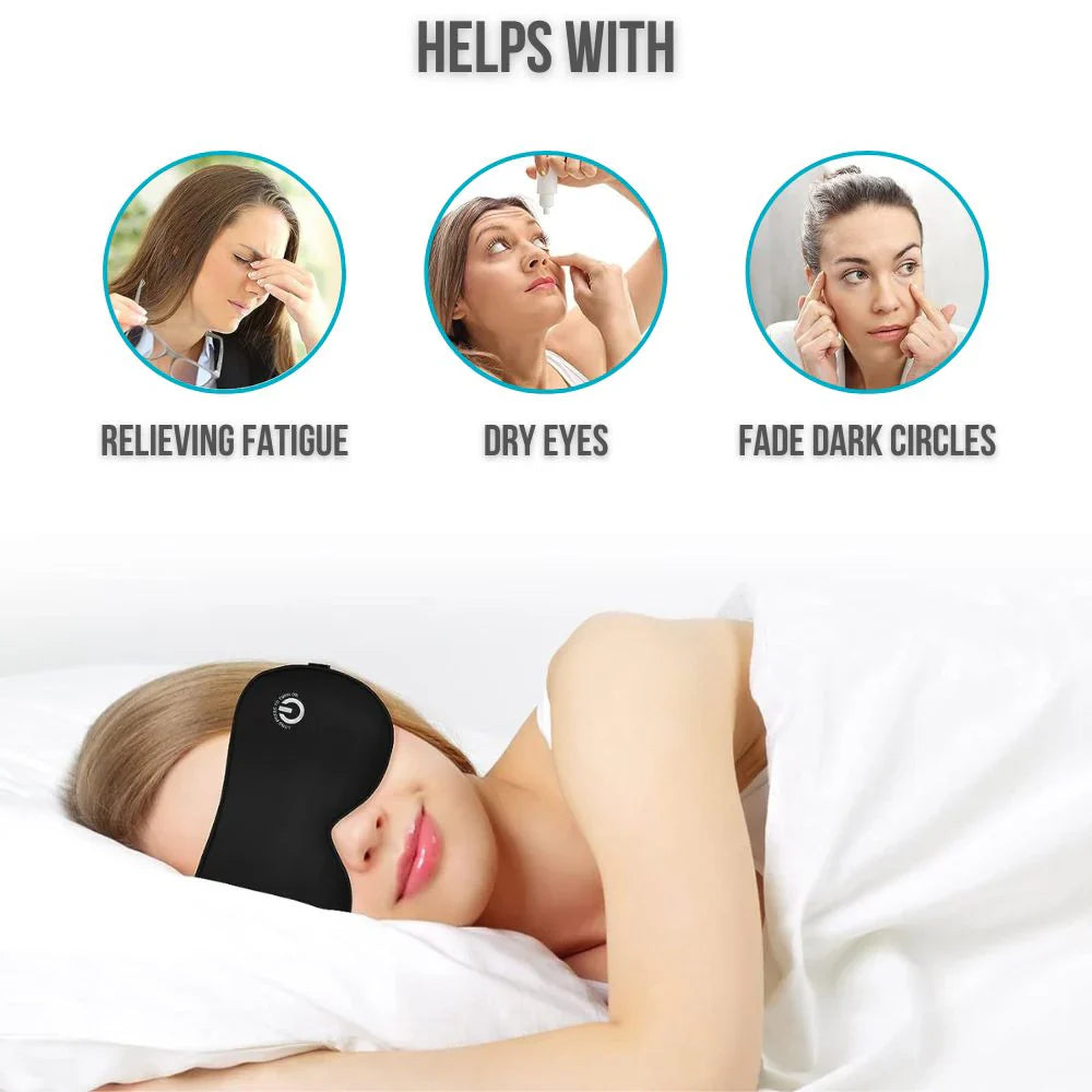 Heated Eye Mask with Rechargeable Battery and Gentle Vibration, Removable Silk Cover