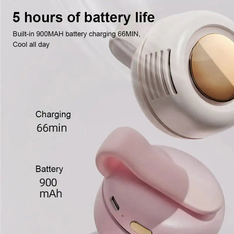 Wearable Clip Fan with Bladeless Design and 23-Hour Battery, Neck or Waist