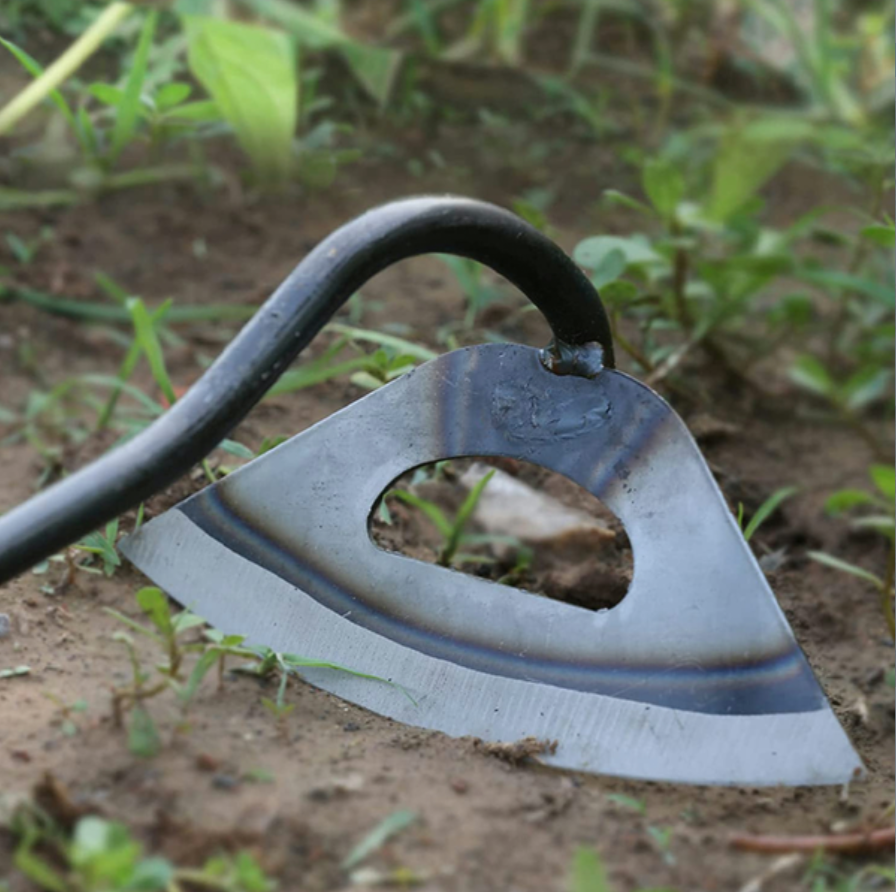 Steel Garden Hoe with Sharp Cutting Edges and Non-Slip Handle, Extension Rod Compatible