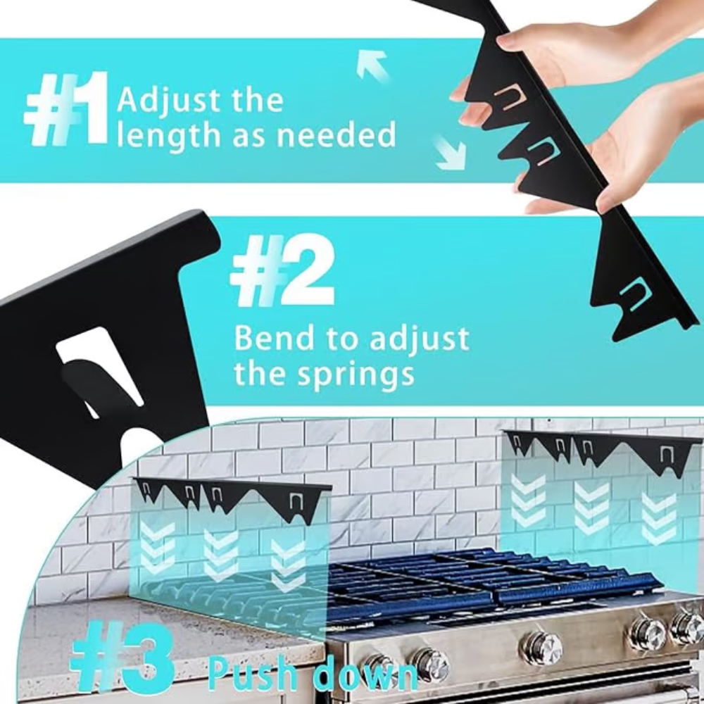 Stovetop Gap Cover with Telescoping Adjustable Fit and Silicone End Caps, Stainless Steel