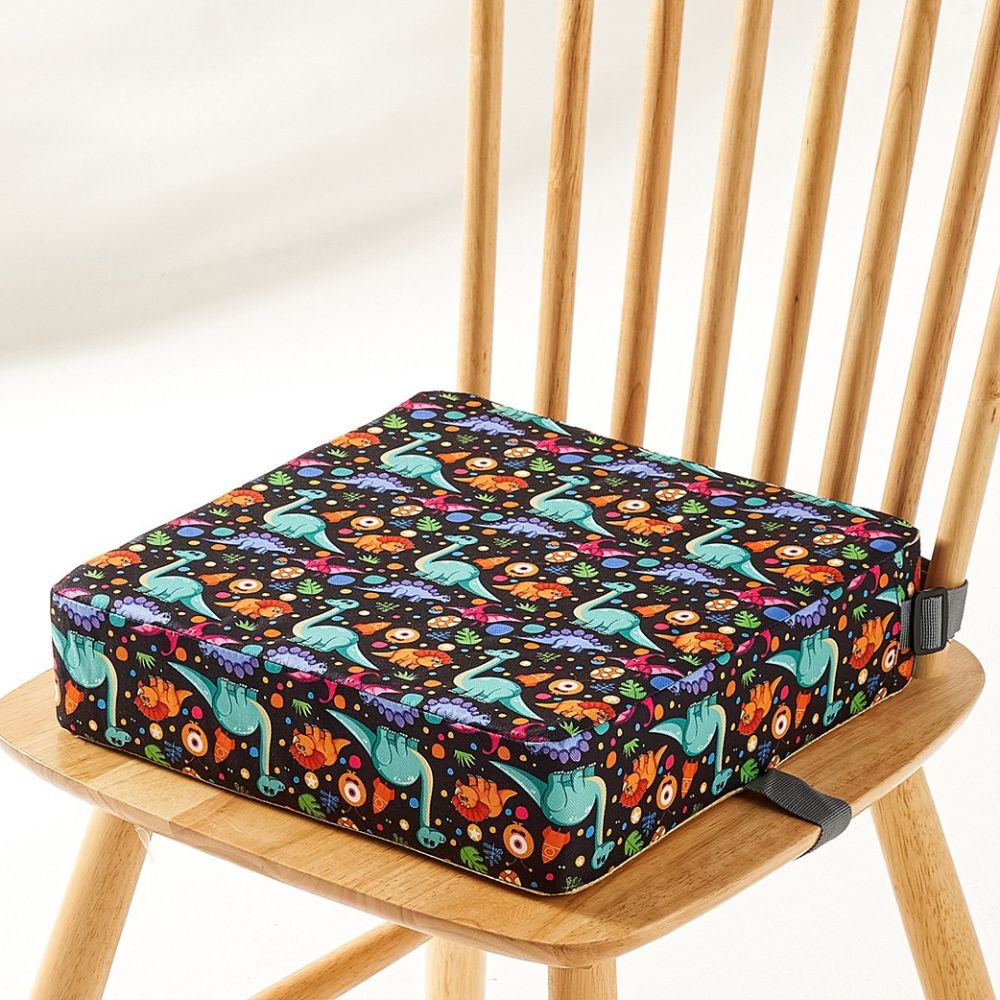 Travel Booster Seat with Adjustable Height and Foldable Design for Dining, Washable Cover