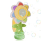 Handheld Bubble Machine with Rotating Flower Head and Seven Color Lights
