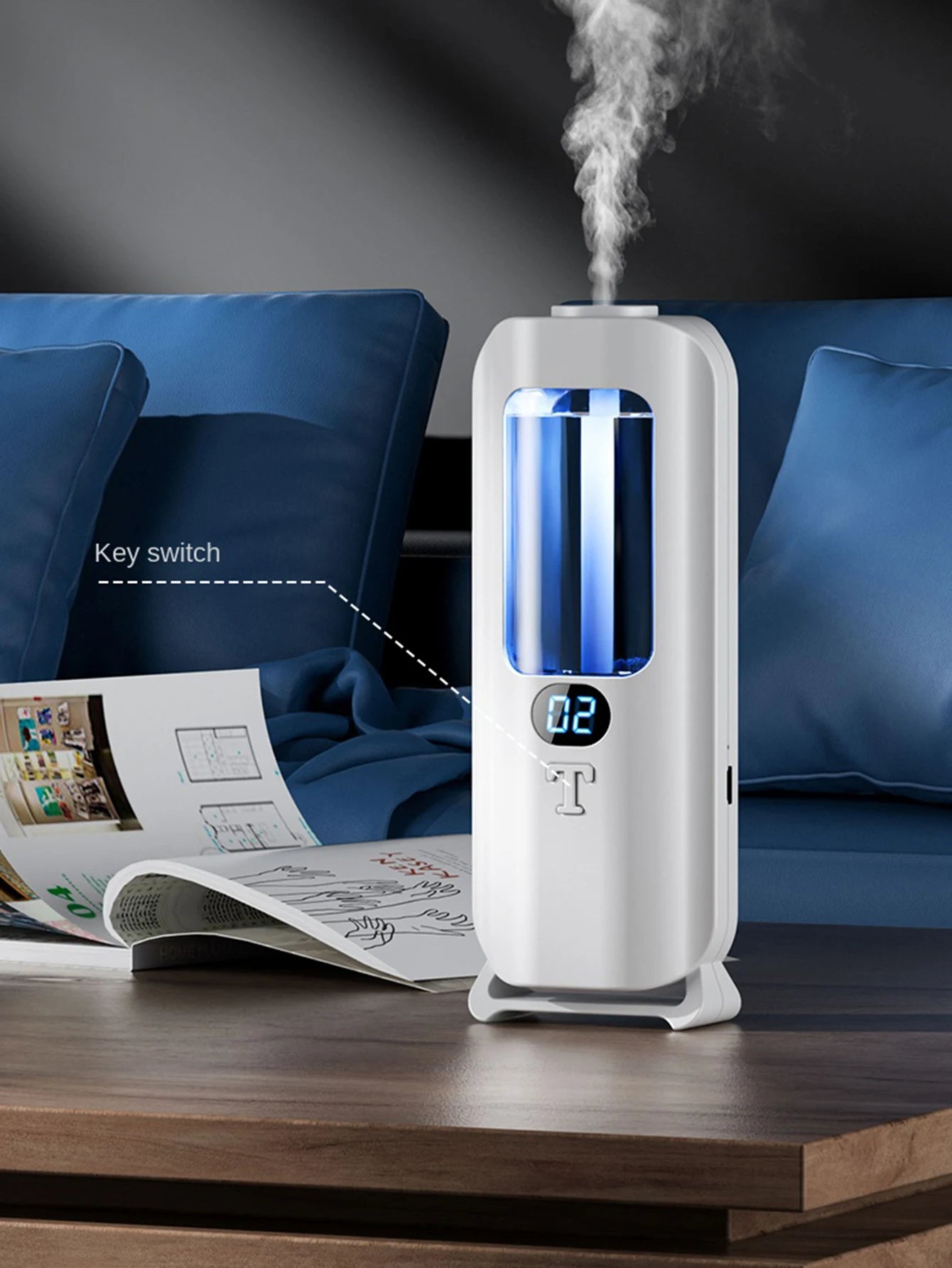 Essential Oil Diffuser with Digital Display and Wall Mounting, 5 Spray Modes