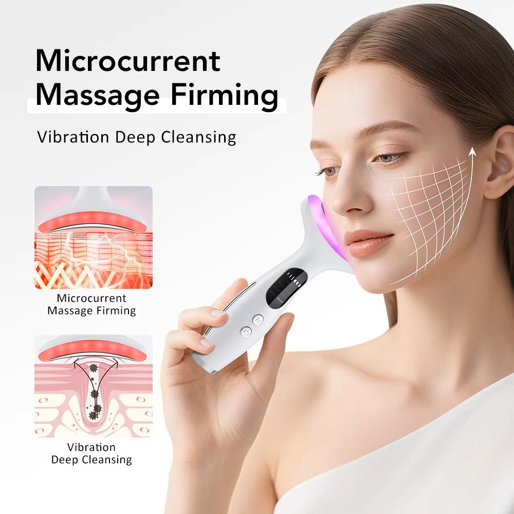LED Neck and Face Tightening Device with 7-Color Light and Microcurrent Vibration