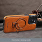 Textured iPhone Case with Foldable Kickstand and Magnetic Ring Alignment