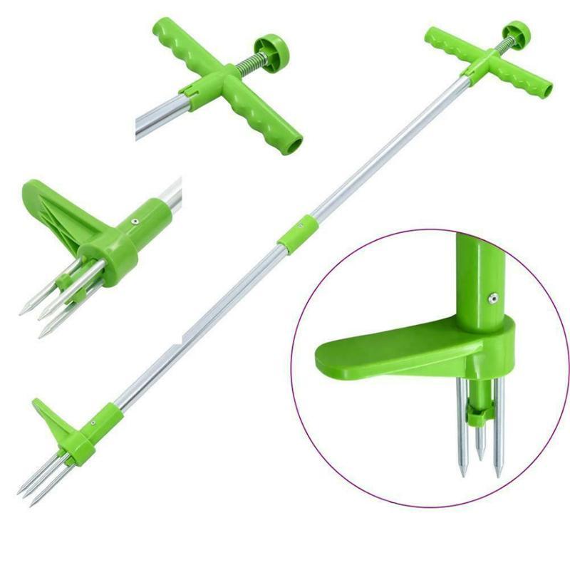 Standing Weed Puller with Triple Steel Claws and Foot Pedal, 50cm Handle