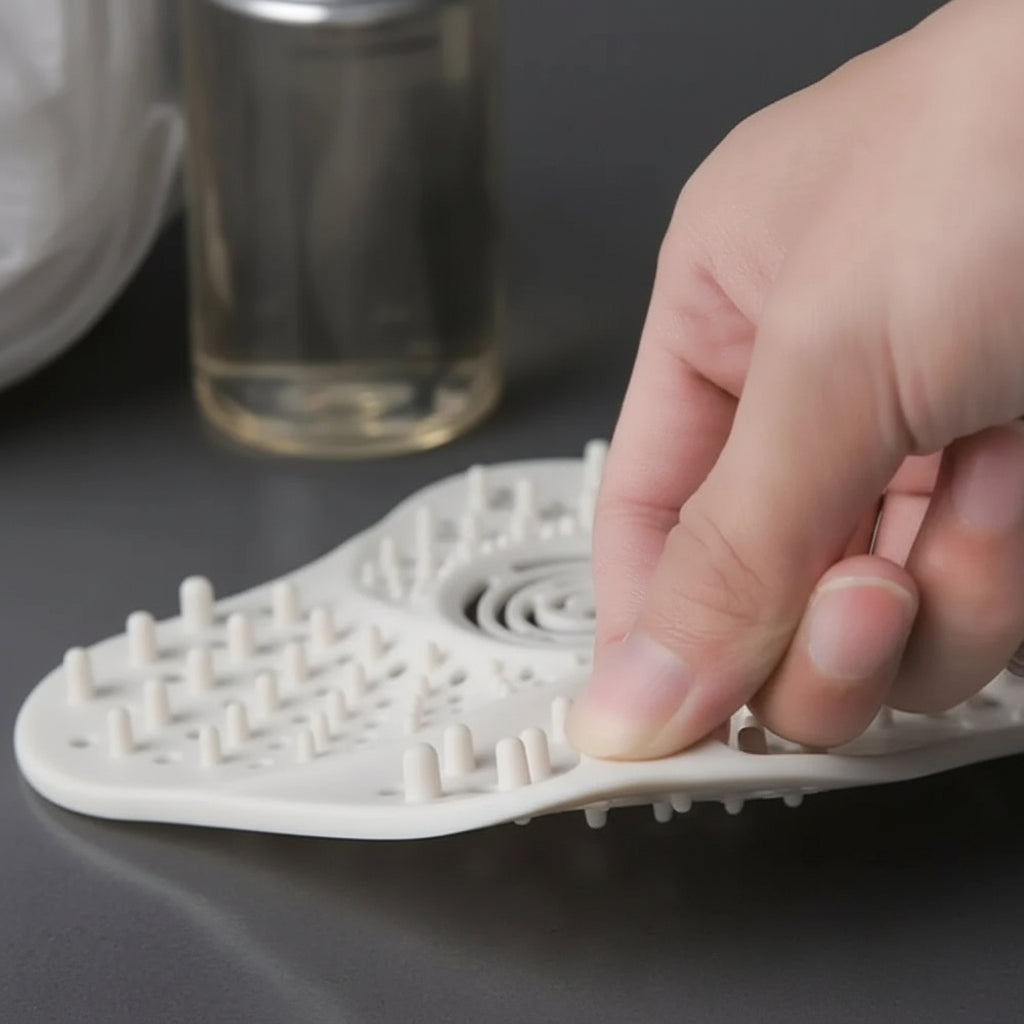 Spiral Drain Hair Catcher with Suction Cups and Lift Handle