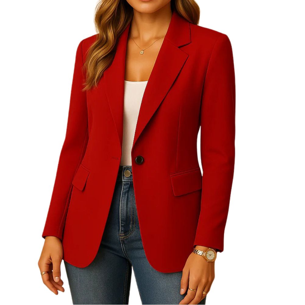 Womens Stretch Blazer with Notched Lapel and Single-Button Waist Closure, Machine Washable