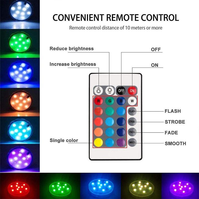 Color Changing Submersible Pool Light with 12-Color Remote and Automatic Modes