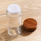 Spice Jar Set with Slanted Wooden Stand and Airtight Lids, 6-Piece