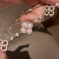 Floral Bracelet with Natural Shell Petals and Faceted Crystal Accents, Gold Plated Finish