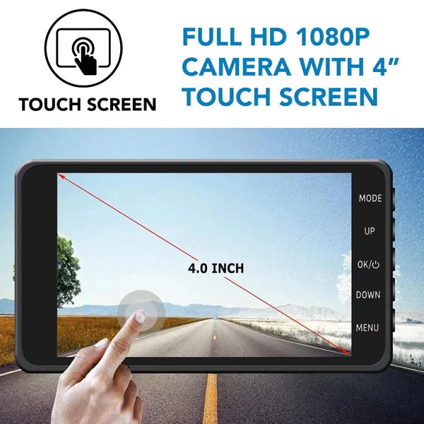 Dual Dash Camera 1080p with Front and Rear Recording and Impact Detection