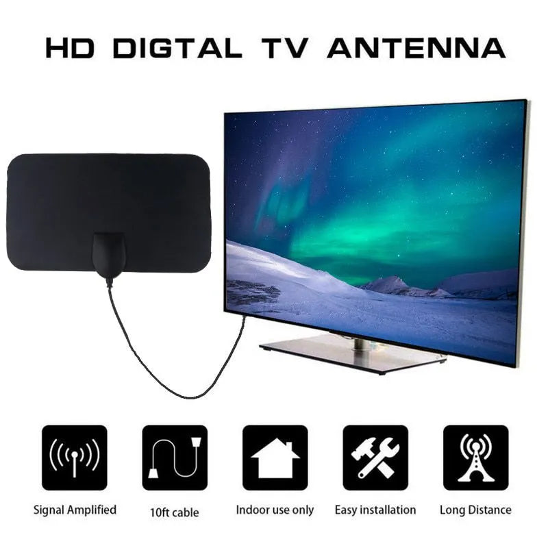 Indoor TV Antenna with 49.7 Mile Range and VHF/UHF Reception, 10ft Cable All Vera Mart