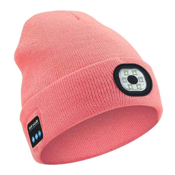 Bluetooth Beanie with Built-In LED Light and Wireless Speakers, Detachable Module