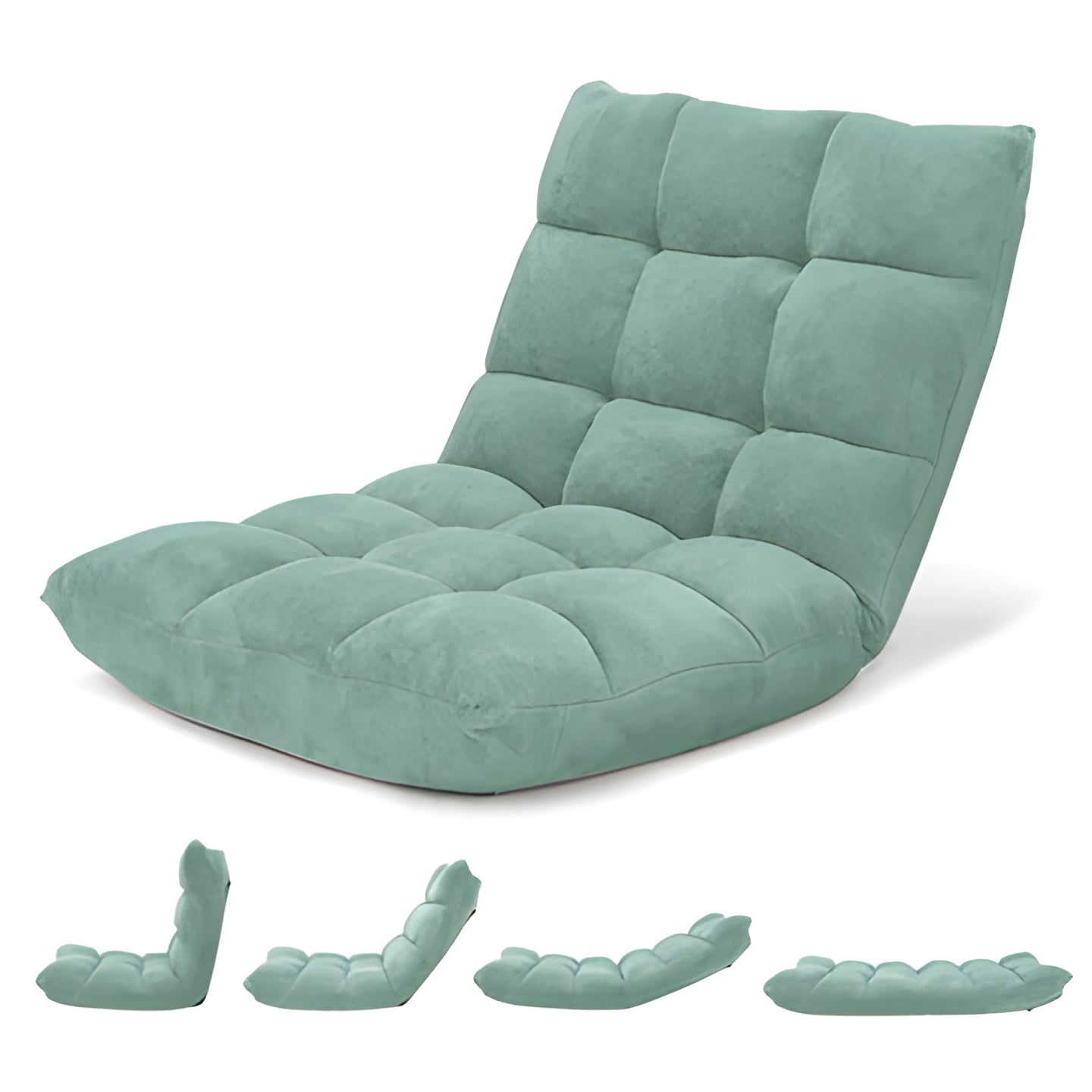 Floor Chair with 14 Locking Positions and Foam Padding, Steel Frame Support