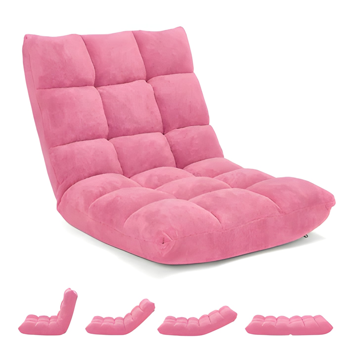 Floor Chair with 14 Locking Positions and Foam Padding, Steel Frame Support